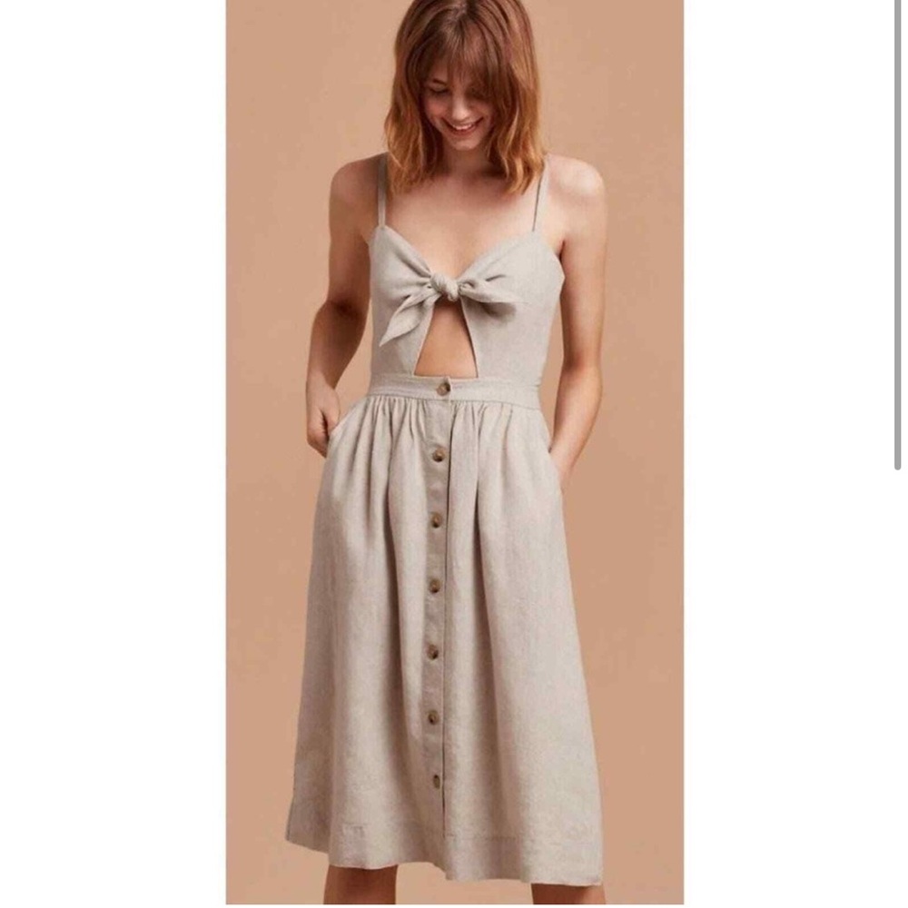 Wilfred Adelia Midi Tie Front Button-Down Sundress in Brown